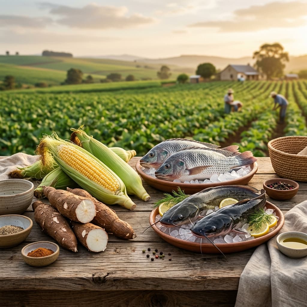 Fresh organic farm produce background